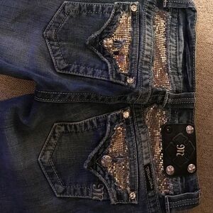 Women’s Miss Me Dark Blue Jeans with Sequin Detail